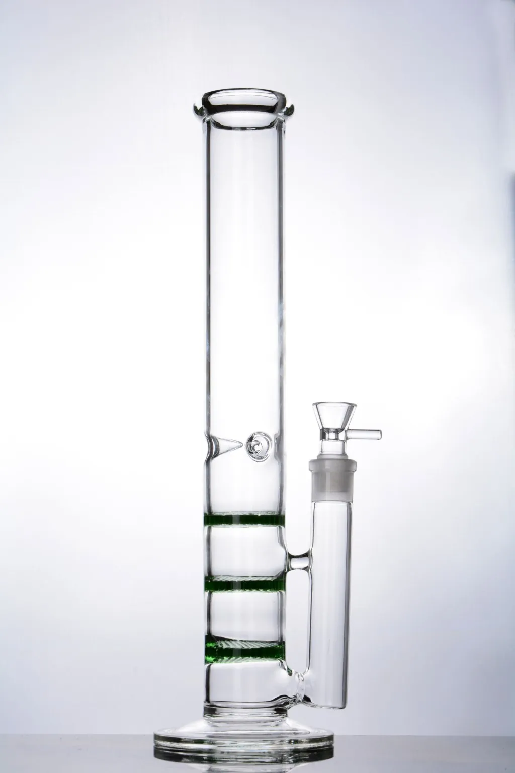 Green clear Three layers honeycomb perc glass bongs percolator Recycler Oil Rigs Water Pipe straight tube Bong Hookahs 15 inches tall