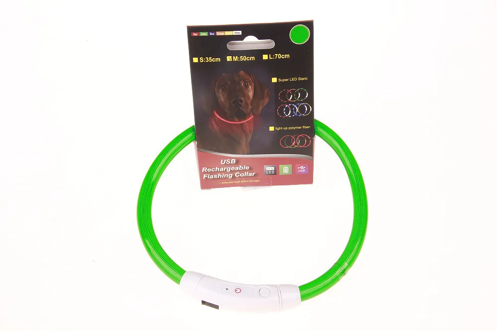 Collier de chien de compagnie à LED le plus récent RECHARAGE USB 50 cm Sécurité clignotante réglable dans la nuit ajuste tous les colliers de chien en caoutchouc WA3181