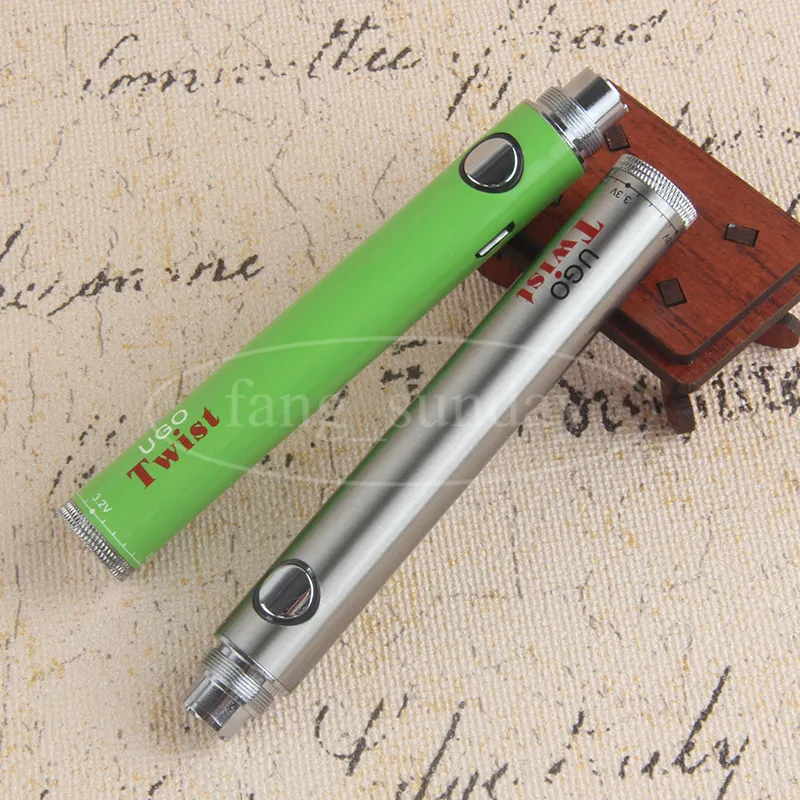 UGO Twist Wax Dab Cartridge Pen eVod USB VV Passthrough Variable Voltage Vape Battery 650 900mAh with Micro USB Charger