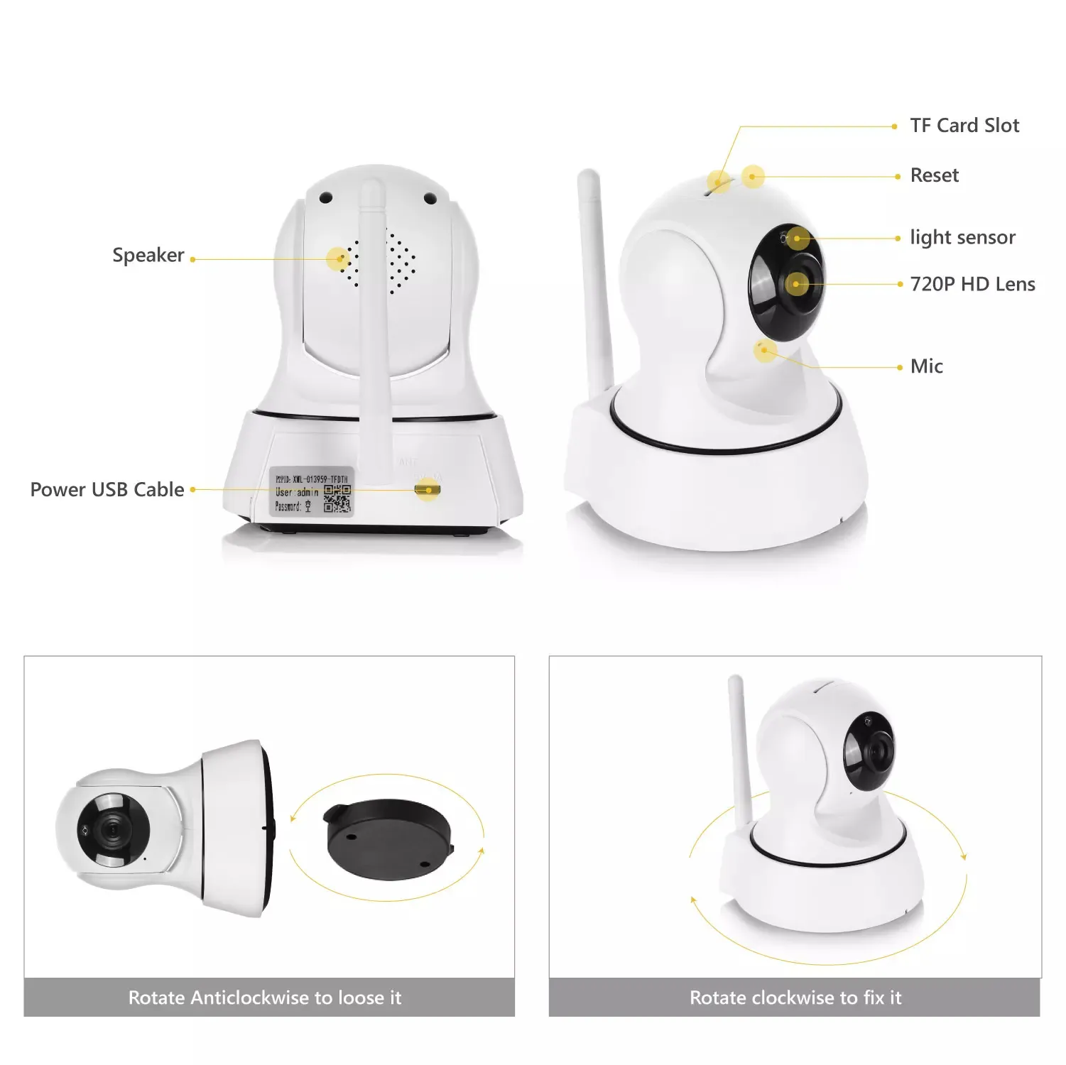 Sannce Smart IP Wi -Fi Camera Home Security Wireless Supless Supillance Camera Camera 720p 1080p Night Vision CCTV BA8628704