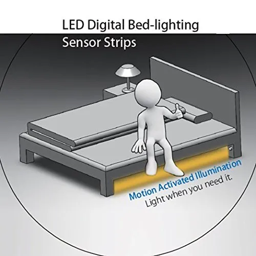 Motion Activated Bed Light 1.2M Flexible LED Strip Sensor Night Under Cabinet Hallway lights