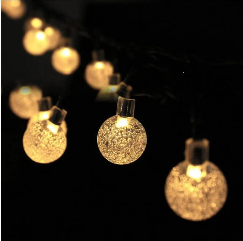 5M / 20LED String Fary Light Solar Powered Bubble Ball Shaped Waterproof Outdoor Garden Christmas Wedding Decoration