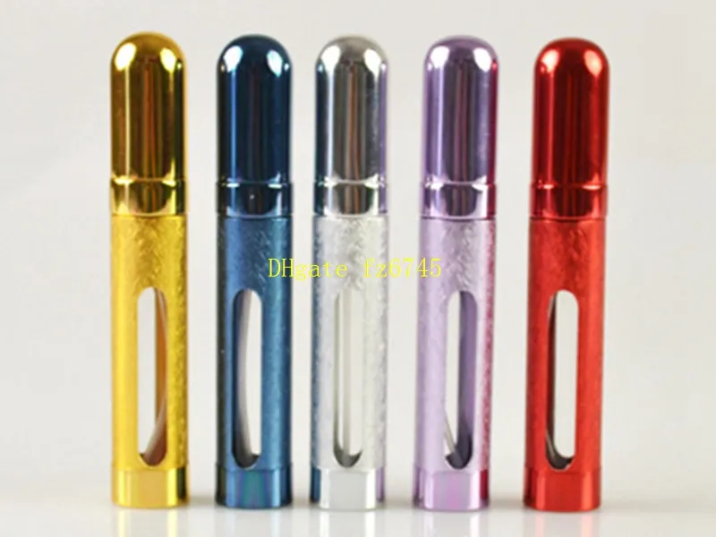 108pcs/lot 12ML Metal Shell Glass Inner Aluminum Nozzle mini Perfume Spray Portable Bottle Travel Atomizer Refillable bottles