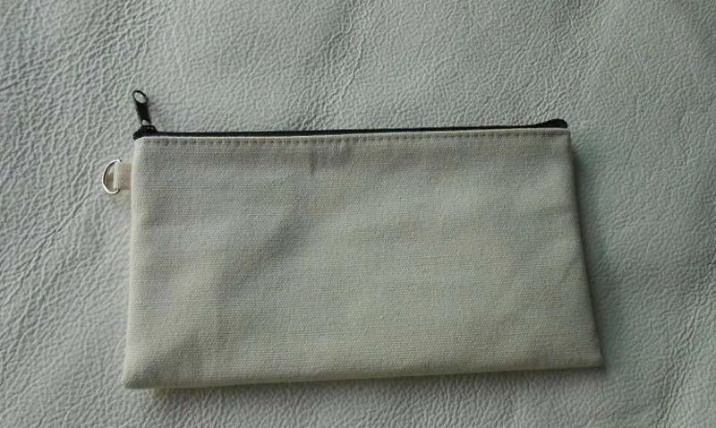 sacs à cosmétiques en toile de coton noir bricolage femmes sac de maquillage à fermeture éclair unie vierge téléphone pochette cadeau organisateur cas 19.5x11cm