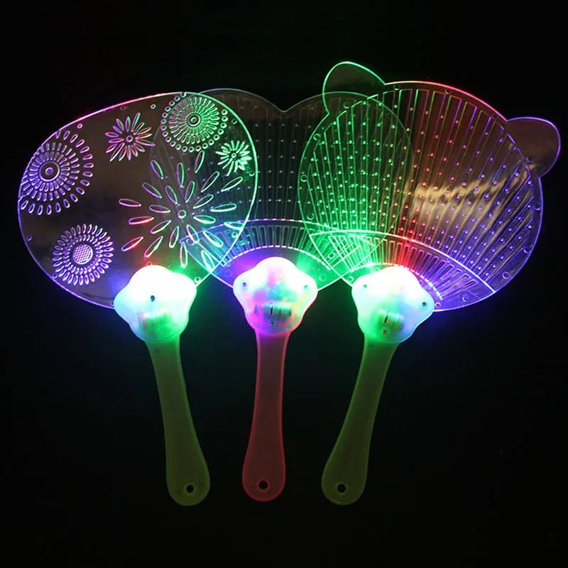 Mode LED Chinese Hand Fan Plastic Kleurrijke Licht Up Knipperende Kinderen Speelgoed Kostuum Partij Decoratie Advertentie Gift ZA3494