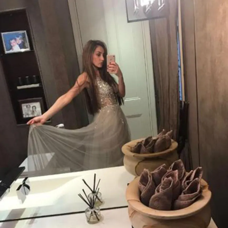 저렴한 섹시 긴 딥 브이 넥 댄스 파티 드레스 정면 분할 반짝 Bodice 슬리 프락 저녁 파티 가운 사용자 정의 만든 플러스 크기