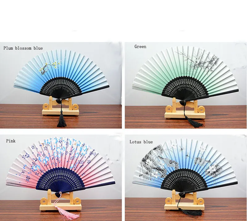 8.27 " Women Hand Held Silk Folding Fans with Bamboo Frame for Gifts Chinese / Japanese Style Butterflies Morning Glory Flowers Patt