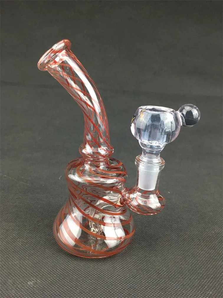 Glass hookah red stripe oil drilling rig smoking set pipe bong 14mm joint factory direct price concessions