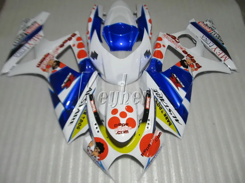 Zestaw do zwalczania nadwozia dla Suzuki GSXR1000 07 08 Białe Blue Fairings Set GSXR 1000 2007 2008 OY21