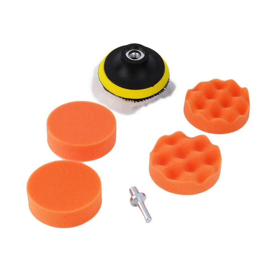 3 inch Polishing Buffer Sponge Pad Set + Drill Adapter For Car Polisher