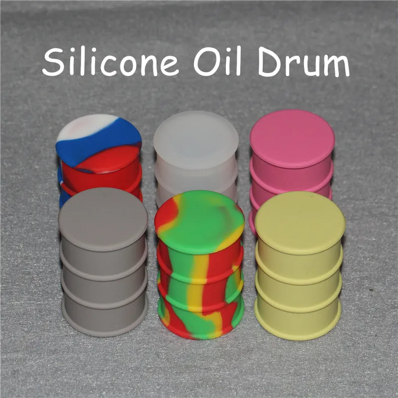FDA Approved Boxes Oil Barrel Drum Shape Silicone Container For Wax Bho Butane Vaporizer Silicon Jars