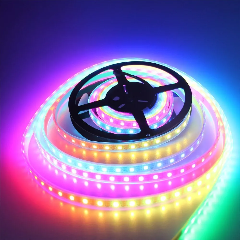 led strip 16.4ft 300 LEDs WS2812B Individually Addressable 5050 RGB Light LED Pixel Flexible Lamp Tube Waterproof White PCB