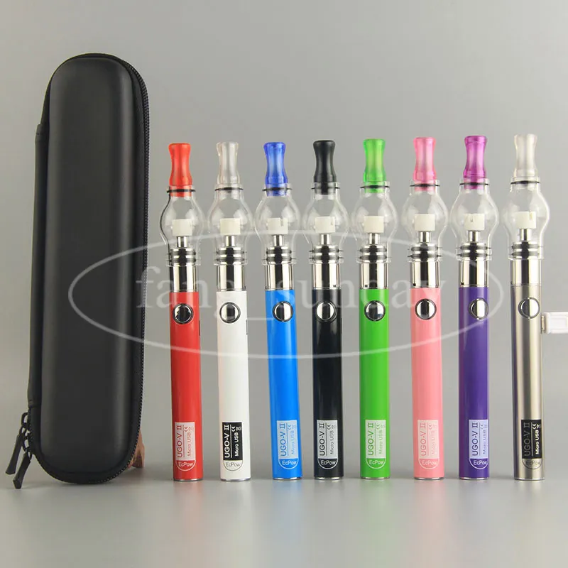 E CIGS DAB Wax Oil Shatter Tank Vapes Pen Glass Globe Suche Herb Vaporizer Evod UGO Micro USB 650 900MAH Zestaw startowy baterii