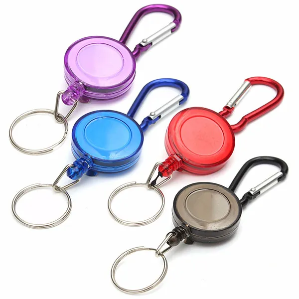 Mini Badge Spridare Carabiner Recoil Retractable Reel Rem Belt Nyckelringar Praktisk Multicolor Clip Key Rings Card Key Holder Gratis frakt