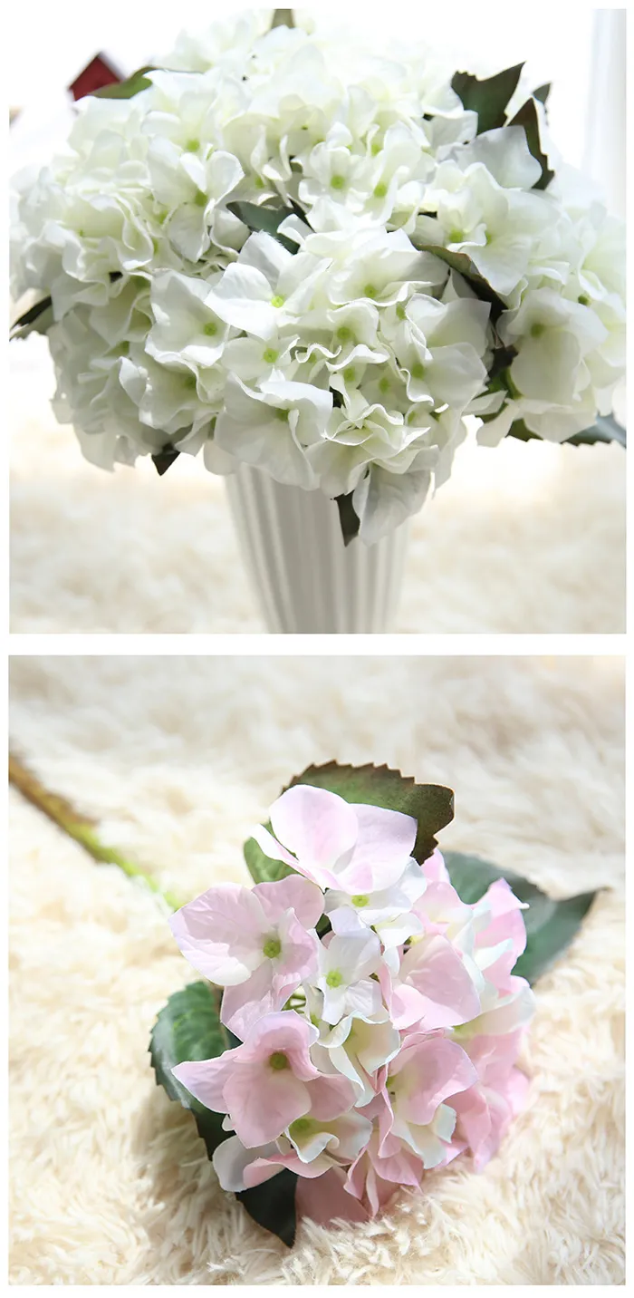 MOQ New Multi Color Realistic Spring Artificial Big Hydrangea Silk Flower Arrangement Wholesale Home Table Room for decoration