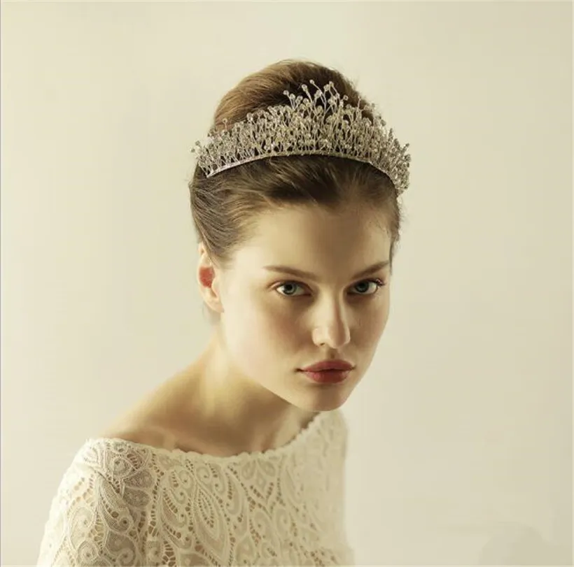 Prinzessin Crown Pageant Tiara Hochzeit Braut Haarschmuck Kristall Strass Stirnband Kopfschmuck Haarband Schmuck Silber Kopfschmuck Wearth
