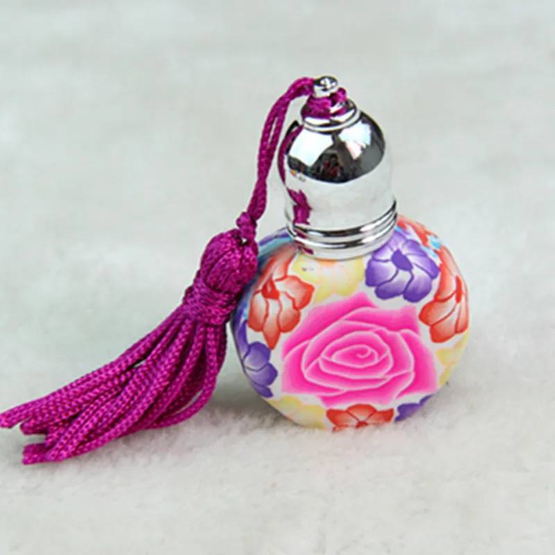 High Qualit 5ML Empty Glass 5ml Perfume Bottle with Soft Art Caly Roll On Cosmetic Container Car Decoration with Tassel F2017395