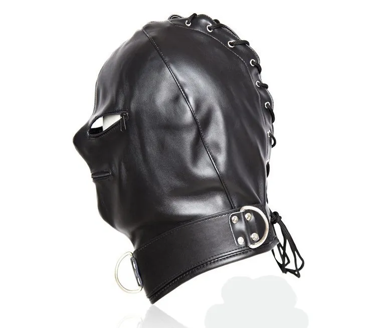 Huvudmask bondage sex huva vuxna spel fetisch svart exponera mun ögon slav huvar produkt leksaker bdsm1911631