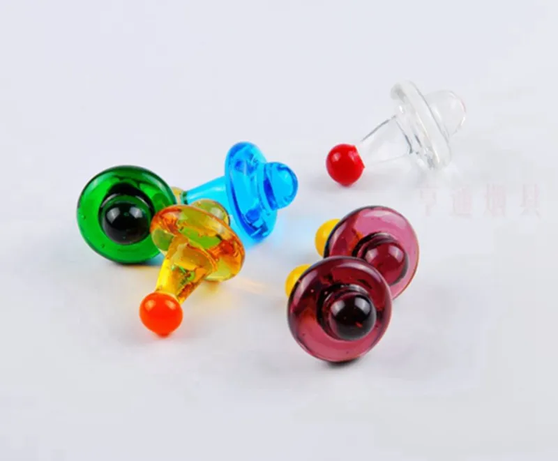 Bolha de vidro colorido carb boné vidro ufo carb boné chapéu estilo cúpula para quartzo banger quartzo térmico banger unhas com furo na parte superior