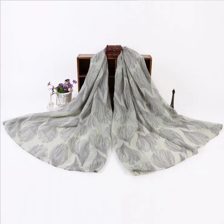 Designer Retro Big Flower Print Voile Cotton Classic Frorial Infinity Scarf Fashion Circle Scarf Large Size Long Scaves Women