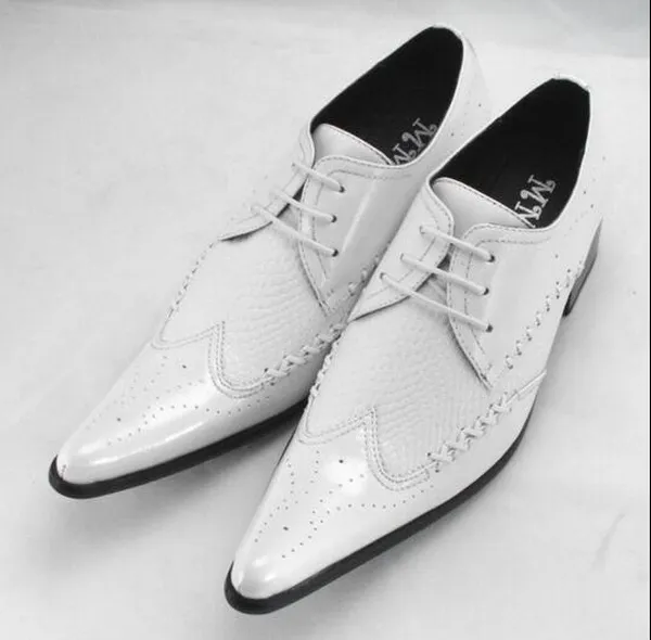 Fashion Men`s Wedding Shoes,Red High-heeled Pointed Toes Business Party Oxfords Fashion Patent Leather Casual Leisure Mens White Dress Shoes
