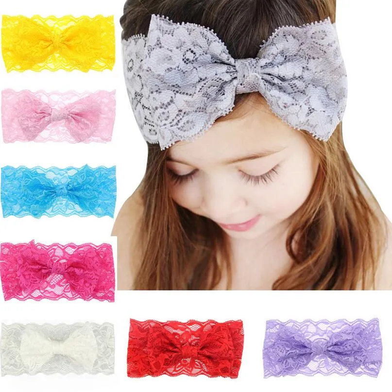 Högkvalitativ Hot Child Lace Unilateral Bow Slips med Baby Headdress Head Flower DMTG081 Mix Order