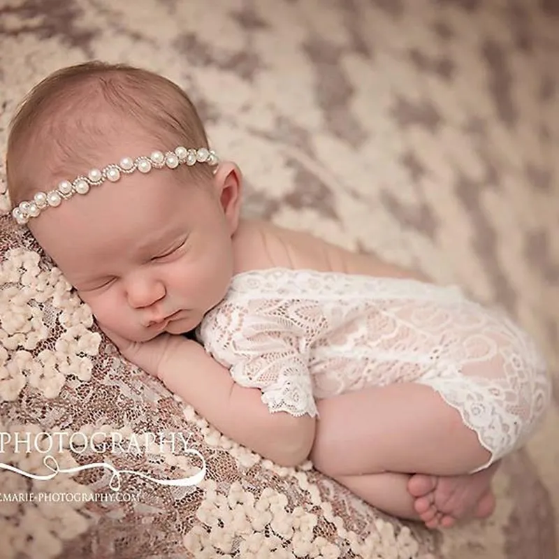 新生児レースロンパース赤ちゃん写真小道具服かわいい幼児幼児衣装百アンパータスの赤ちゃん女の子ロンパースホワイトブラック