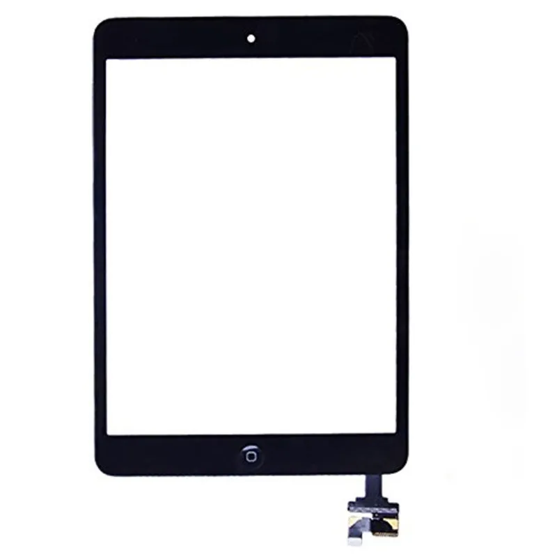 100% Ny pekskärmsglaspanel med digitaliserare med IC-kontaktknappar för iPad Mini 2 Svartvitt
