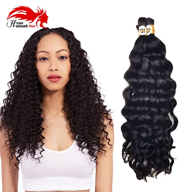 Bulk hair For Micro Braids Brazilian Human Virgin Hair 3 Bundles Bulk Hair Deep Curly Wave No Weft