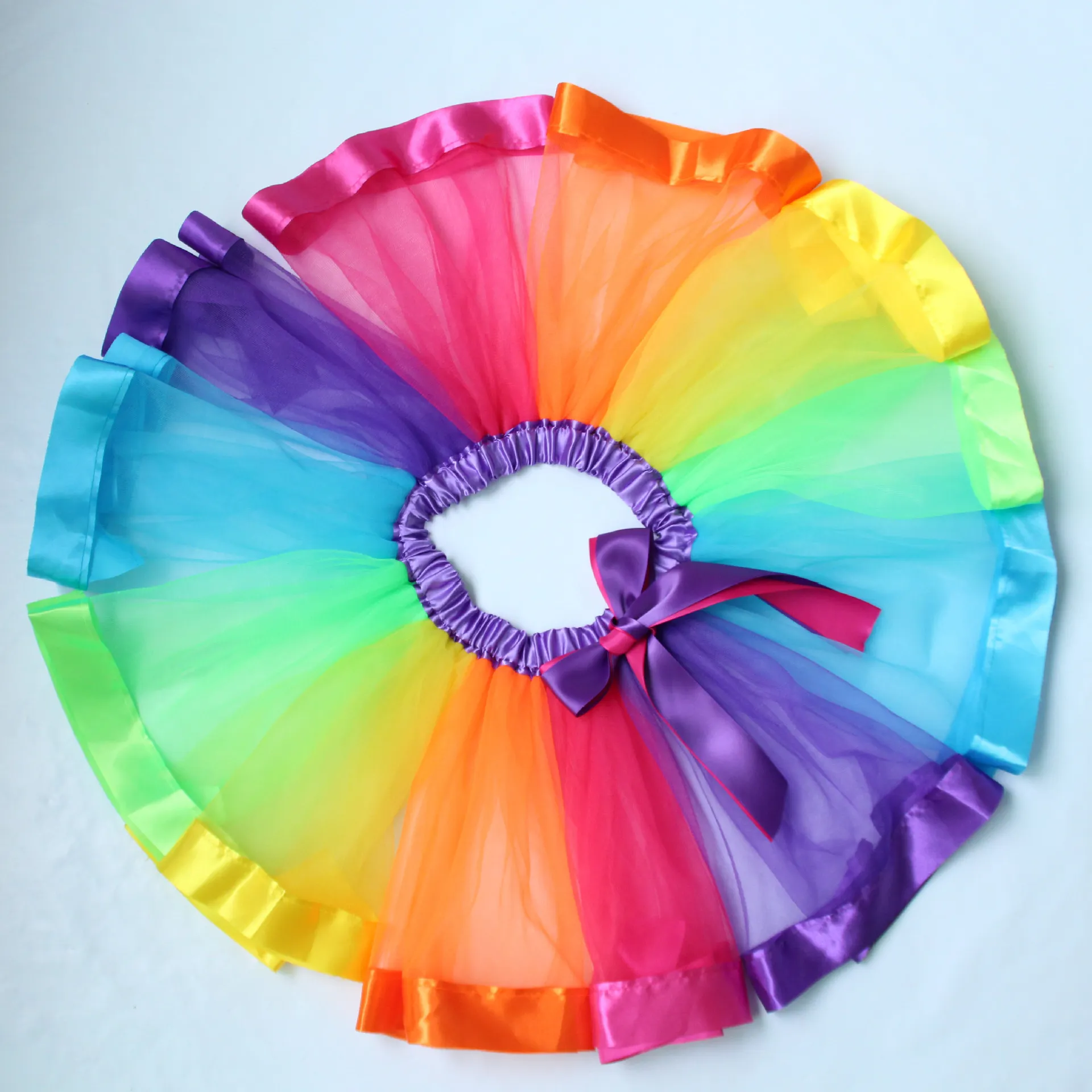 Regenbogen Farbe Mädchen Tutu Röcke Neue Ribbon Bowknot Kinder Prinzessin Dance Rock Performance Festival Party Kinder Pettiskirt C1573