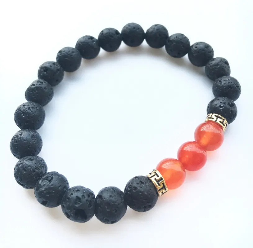 Lava Rock Stone Beads Armband Charm Rock Natursten Turkos Tiger Eye Beads Armband Mode Smycken Hantverk Chakra Armband