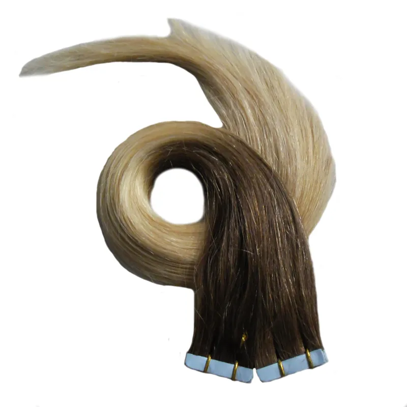 Ombre 천연 인간의 머리카락 테이프 1b / 613 인간의 머리카락에서 이중 그려진 테이프 스트레이트 스킨 웨스트 헤어 익스텐션 100g