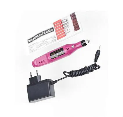 Ganzes Manicure Professional Electric Nagel Bohrmaschine mit 6bits US Adapter Acrylgelfernmaschine Manik￼re -Pedik￼re -Tool220d