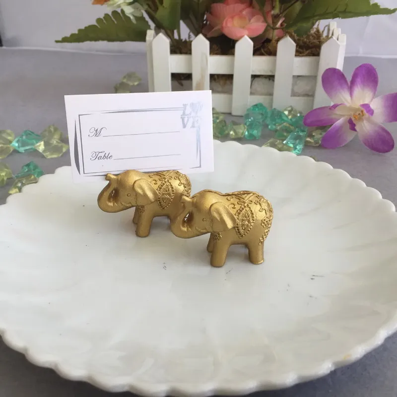 Gold Lucky Elephant Place Card Holder Holders Name Number Table Place