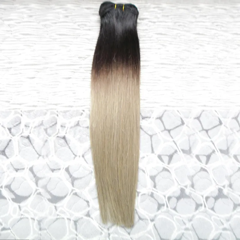 オンブルヘア1b /グレーストレートヘアオンブルブラジル人間の髪織りグレーカラーバンドルダブルサイド1ピースのみ