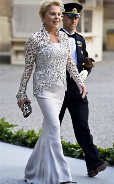 Vintage bretelles mère de la mariée robes avec veste en dentelle pas cher mamans robes grande taille sirène femme robes de soirée boléro