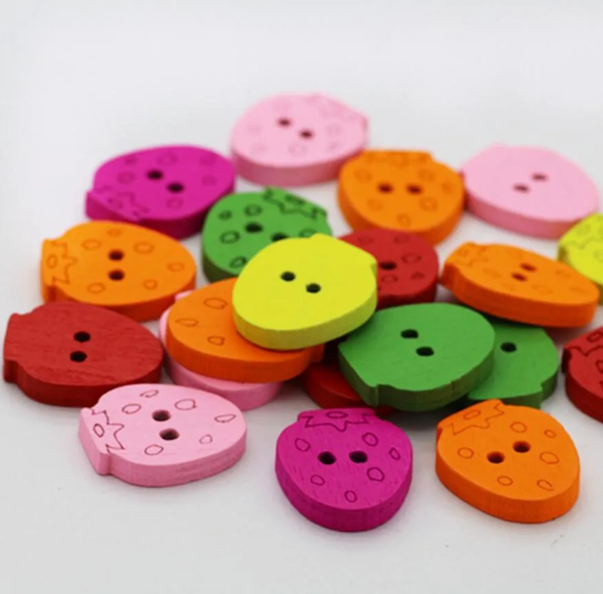 20 * 16 mm couleurs assorties aux fraises en bois Boutons avec trou pour l'artisanat couture Scrapbooking Accessoires