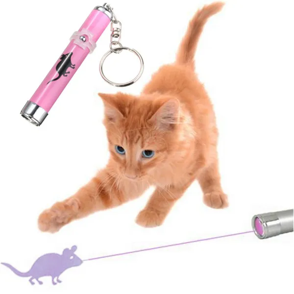 Taşınabilir Komik Pet Kedi Oyuncaklar Parlak Animasyon Fare Farı Ile LED Lazer Pointer ışık Kalem