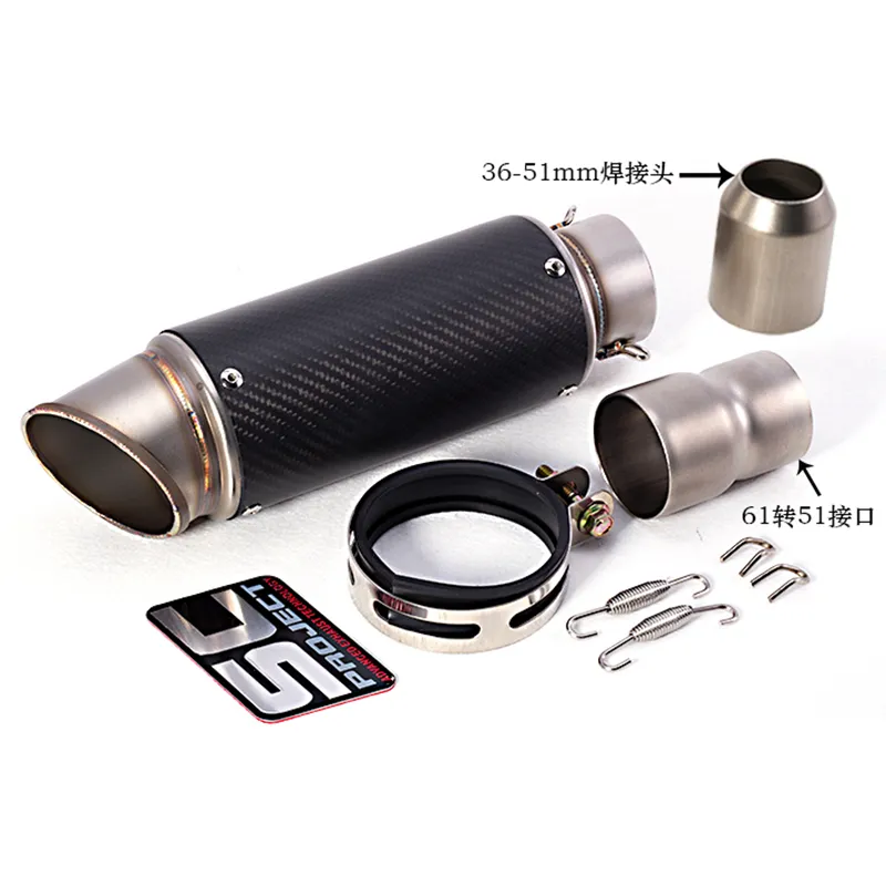 TKOSM Motorcycle Exhaust Laser Pipe Muffler Inlet 51mm 61mm SC GP Exhaust Mufflers Carbon Fiber Exhaust Pipe With Sticker Laser Lo4353487