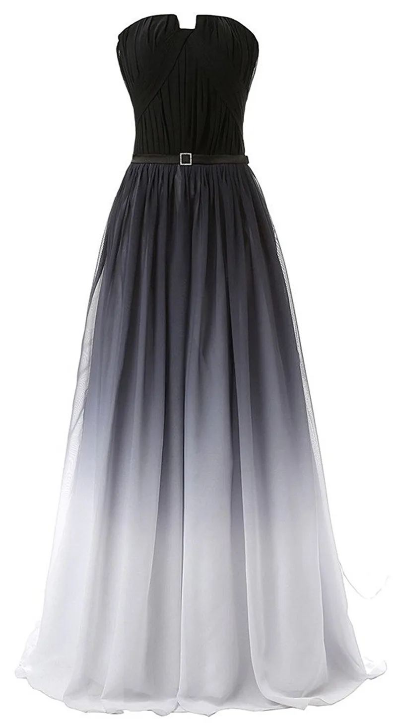 2018 New Chiffon Gradient Chiffon colorato lungo Prom Dresses pavimento-lunghezza abito da sera lungo formale partito QC439