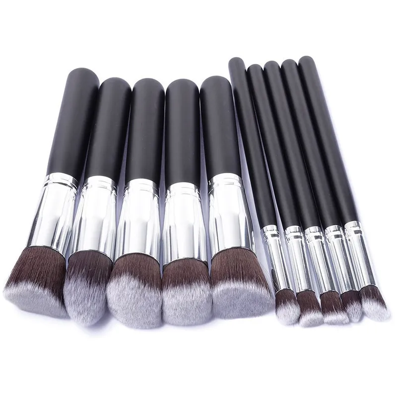 Pinceau de maquillage professionnel 10 pièces/ensemble doux SGM Kabuki brosse femme toilette maquillage Kit cosmétique brosse Kit Nylon cheveux manche en bois fard à paupières