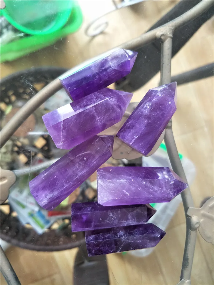Varinha de cristal roxa de ponto de quartzo de ametista natural de 7 peças como presente para vender cura 2 - 3 cm