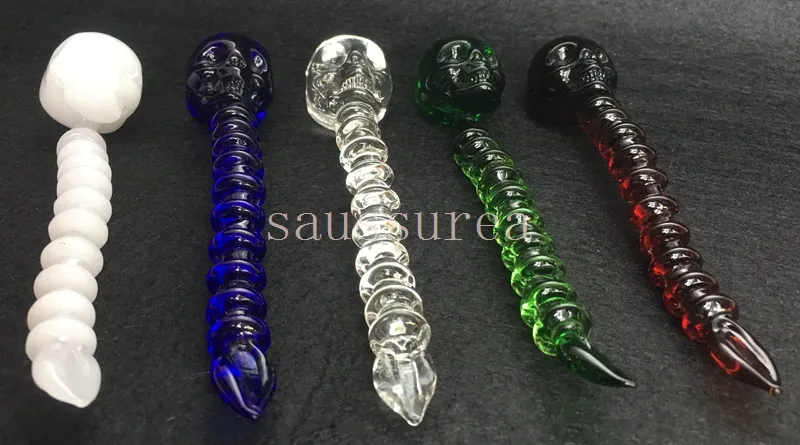 Newest Design Curved Skull Glass Dabber With 5 Inches length Glass Dabbers With Carb Cap Function For Quartz Bangers Nails