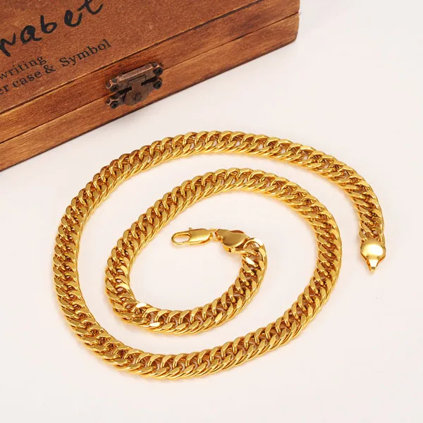 14k Gold Finish Heavy 10mm Miami Cuban Link Chain Necklace Bracelet Various SetE 281o
