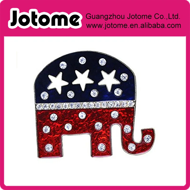 Grand Old Party GOP Symbol Patriotisk Elephant Brosch Pin