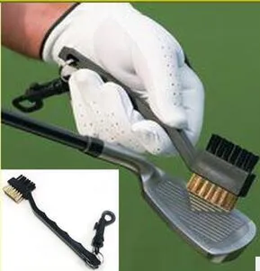 Dual Bristles Golf Club Szczotka Cleaner Ball 2 Way Cleaning Clip Lightweight Przenośne Trening Golf Aids Practice Sprzęt