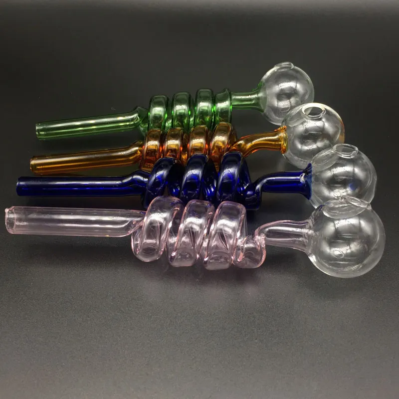 Glasoljebrännarrör spiral Handtagsrör Bubbler Pyrex Pipes röktillbehör för badriggar bongar