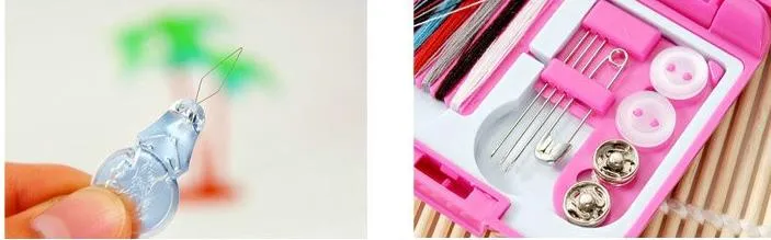 Portable Travel Sewing Kits Box Needle Threads Scissor Thimble Home Tools