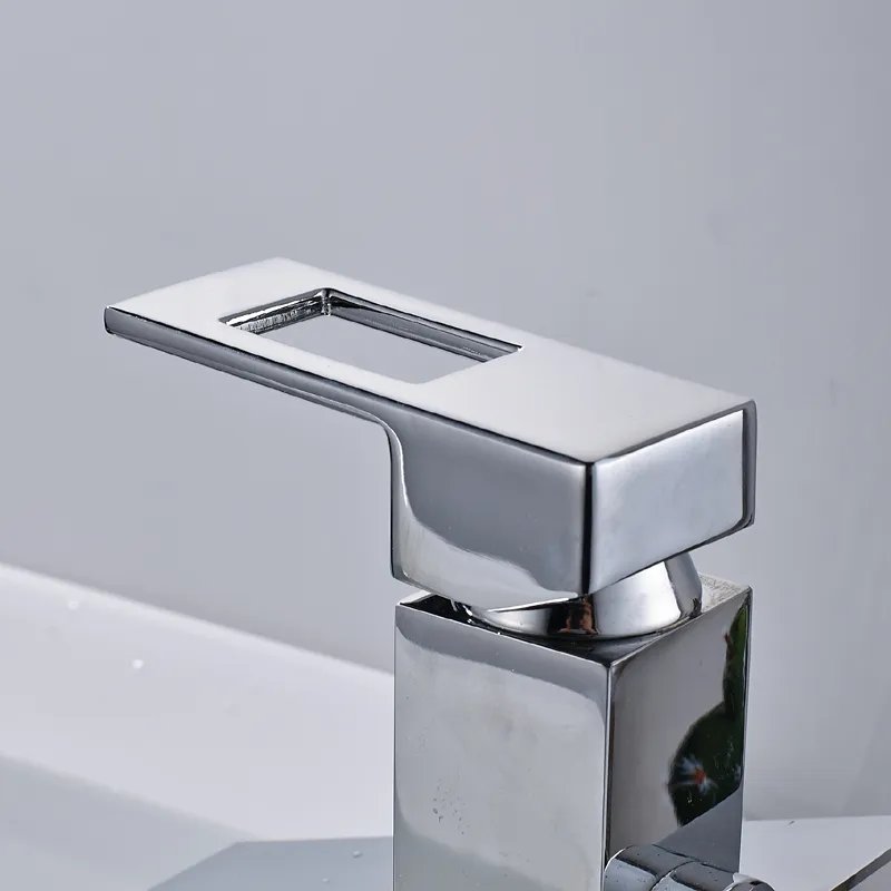 Whole and Retail Bathroom Sink Faucet With LED Light Chrome Brass Waterfall Spout Deck Mounted Sink Mixer Tap1118644