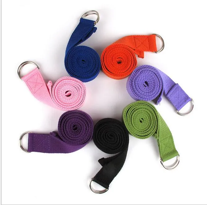 Multi-kleuren vrouwen yoga stretch riem D-ring riem fitness oefening gym touw figuur taille been weerstand fitness bands katoen